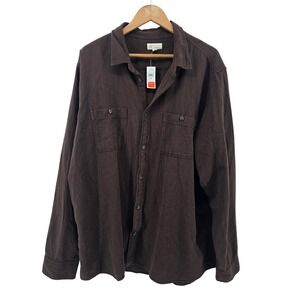 GAP Standard Utility Fit Herringbone Long Sleeve Button‎ Down Shirt XXL Brown